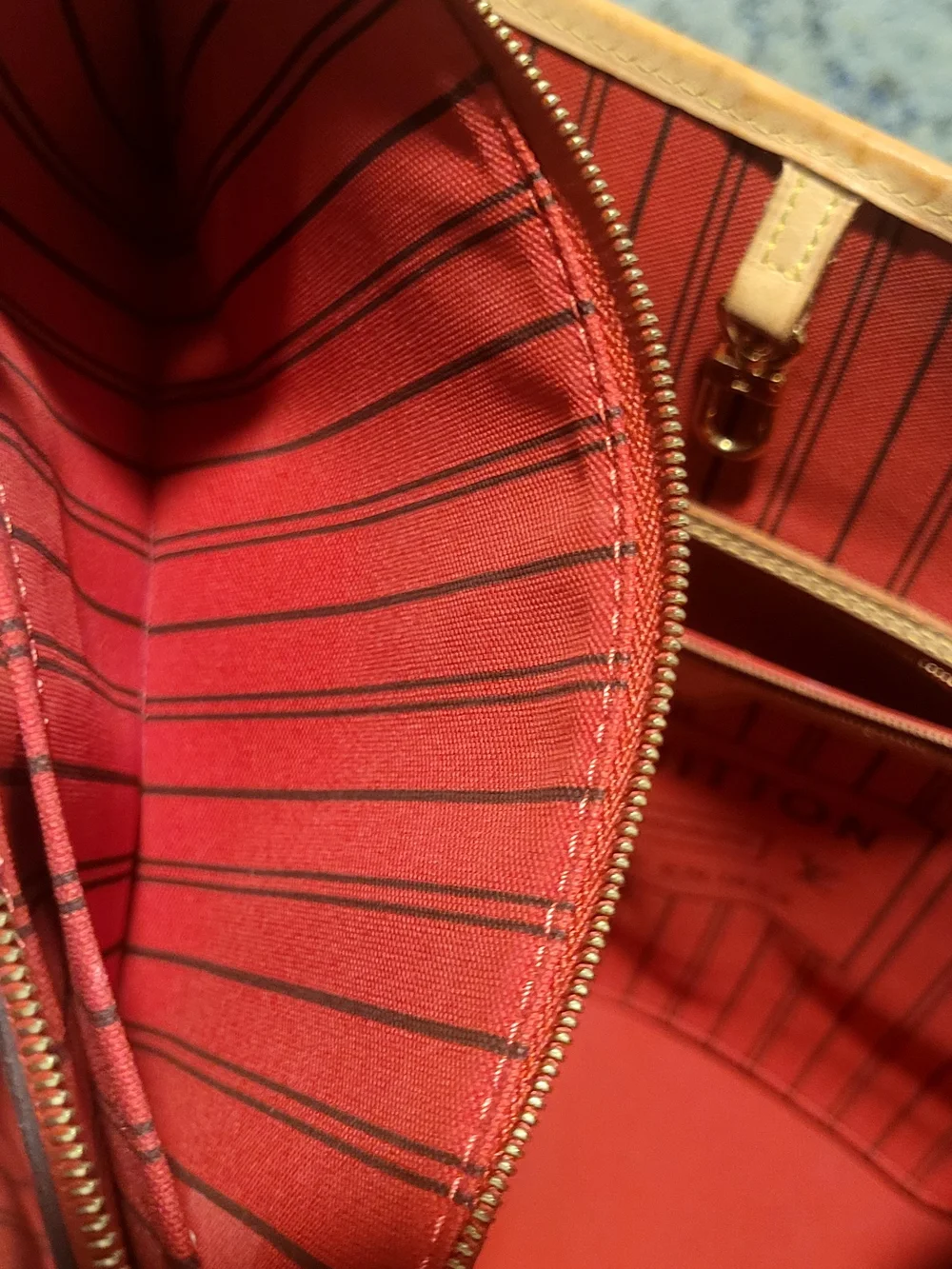 Louis Vuitton Neverfull Monogram Canvas Tote in Brown with Tan Trim